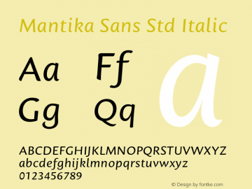 MantikaSansStd-Italic Version 1.00图片样张