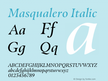Masqualero Italic Version 1.00图片样张
