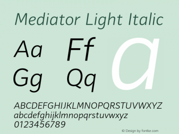 Mediator Light Italic Version 1.0图片样张