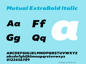 Mutual ExtraBold Italic Version 1.00图片样张