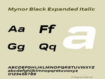 Mynor Black Expanded Italic Version 001.000 January 2019图片样张