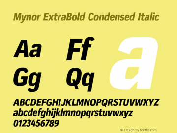 Mynor ExtraBold Condensed Italic Version 001.000 January 2019图片样张