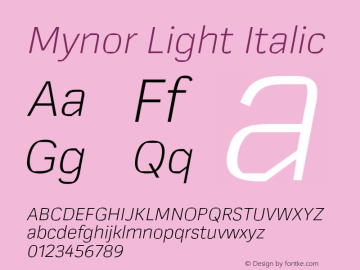 Mynor Light Italic Version 001.000 January 2019图片样张