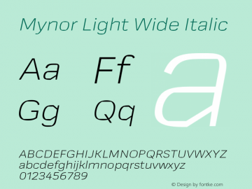 Mynor Light Wide Italic Version 001.000 January 2019图片样张