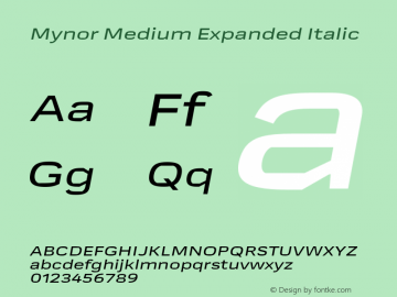 Mynor Medium Expanded Italic Version 001.000 January 2019图片样张