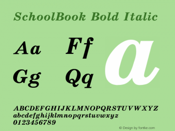 SchoolBook Bold Italic Converted from t:\SHT_____.BF1 by ALLTYPE Font Sample