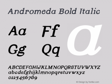 Andromeda Bold Italic 001.000 Font Sample