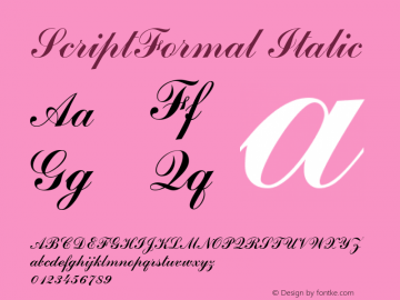 ScriptFormal Italic Unknown Font Sample