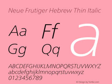 Neue Frutiger Hebrew Thin It Version 1.00, build 5, s3图片样张
