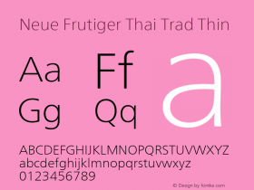 Neue Frutiger Thai Trad Thin Version 1.00, build 23, s3图片样张