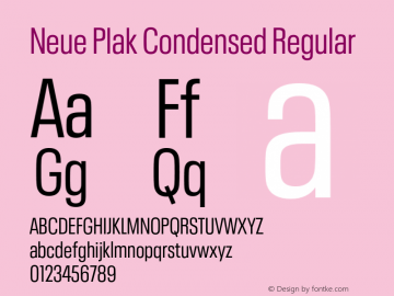 Neue Plak Condensed Regular Version 1.00, build 9, s3图片样张