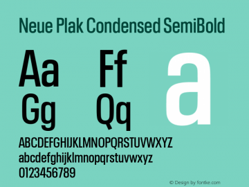 Neue Plak Condensed SemiBold Version 1.00, build 9, s3图片样张