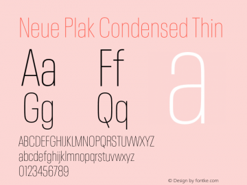 Neue Plak Condensed Thin Version 1.00, build 9, s3图片样张