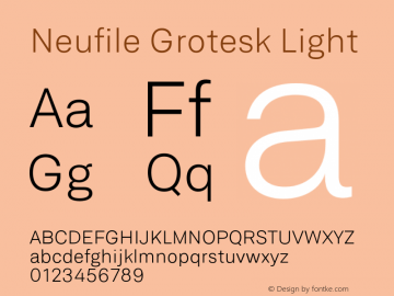Neufile Grotesk Light Version 1.000;PS 001.000;hotconv 1.0.88;makeotf.lib2.5.64775图片样张
