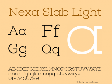 Nexa Slab Light Version 1.000;hotconv 1.0.109;makeotfexe 2.5.65596图片样张