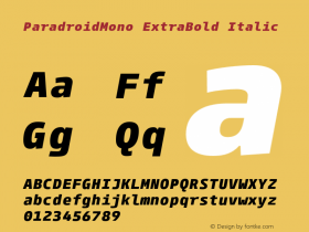 ParadroidMono ExtraBold Italic Version 001.000 Jan 2018图片样张
