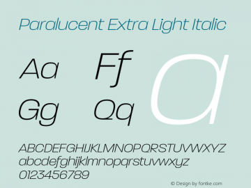 Paralucent Extra Light Italic Version 7.000;FEAKit 1.0图片样张