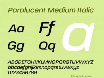 Paralucent Medium Italic Version 7.000;FEAKit 1.0图片样张