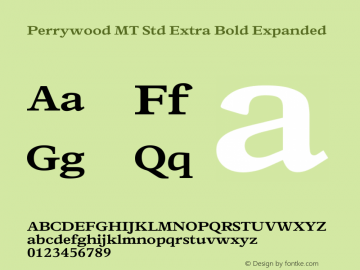 Perrywood MT Std Extra Bold Expanded Version 2.00 Build 1000图片样张