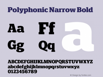 Polyphonic Narrow Bold Version 1.000;PS 001.000;hotconv 1.0.88;makeotf.lib2.5.64775图片样张