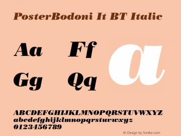 PosterBodoni It BT Italic Version 1.01 emb4-OT图片样张