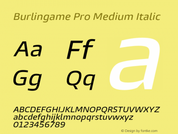 Burlingame Pro Medium Italic Version 1.000图片样张