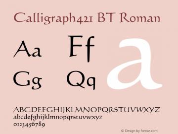 Calligraph421 BT Roman Version 1.01 emb4-OT图片样张