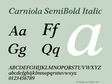 Carniola SemiBold Italic Version 1.00图片样张