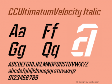 CCUltimatumVelocity Italic Version 1.000;hotconv 1.0.109;makeotfexe 2.5.65596图片样张
