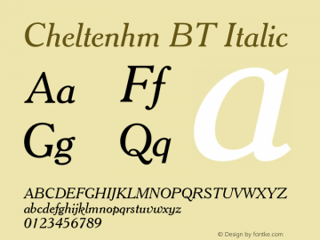 Cheltenhm BT Italic Version 1.01 emb4-OT图片样张
