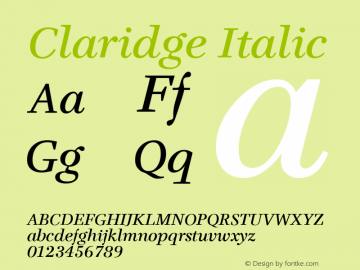 Claridge Italic Version 1.0图片样张