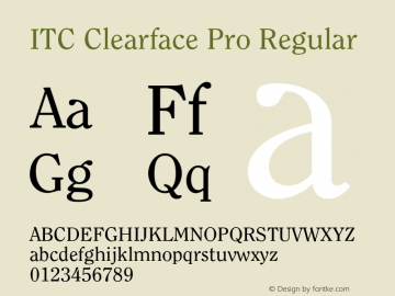 ClearfaceITCPro-Regular Version 1.000 Build 1000图片样张