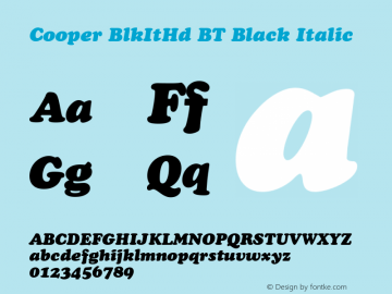 Cooper BlkItHd BT Black Italic Version 1.01 emb4-OT图片样张