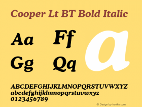 Cooper Lt BT Bold Italic Version 1.01 emb4-OT图片样张