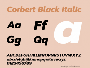 Corbert Black Italic Version 002.001 March 2020图片样张