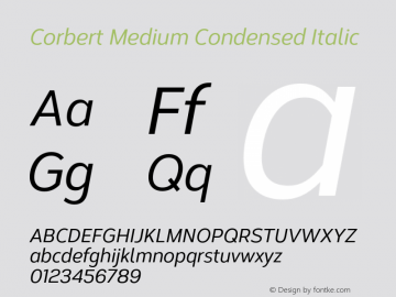 Corbert Medium Condensed Italic Version 002.001 March 2020图片样张