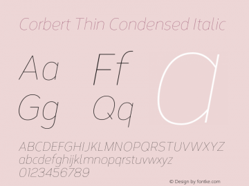 Corbert Thin Condensed Italic Version 002.001 March 2020图片样张