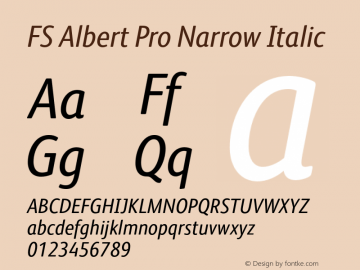 FSAlbertProNarrow-Italic Version 3.01图片样张