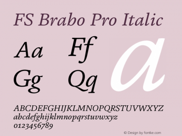 FS Brabo Pro Italic Version 1.02;PS 001.001;hotconv 1.0.88;makeotf.lib2.5.64775图片样张