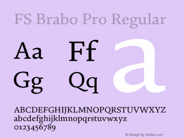 FS Brabo Pro Regular Version 1.02;PS 001.001;hotconv 1.0.88;makeotf.lib2.5.64775图片样张