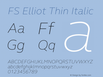 FSElliot-ThinItalic Version 6.01图片样张