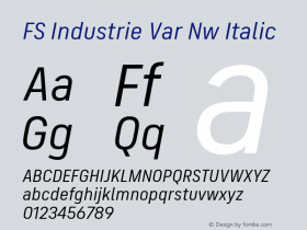 FS Industrie Var Nw Italic Version 1.01图片样张