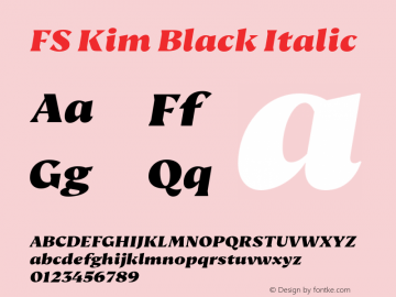 FS Kim Black Italic Version 1.02;PS 001.001;hotconv 1.0.88;makeotf.lib2.5.64775图片样张