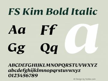FS Kim Bold Italic Version 1.02;PS 001.001;hotconv 1.0.88;makeotf.lib2.5.64775图片样张