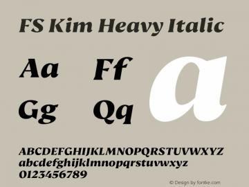 FS Kim Heavy Italic Version 1.02;PS 001.001;hotconv 1.0.88;makeotf.lib2.5.64775图片样张