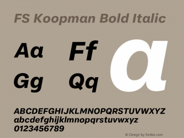 FS Koopman Bold Italic Version 1.02;PS 001.001;hotconv 1.0.88;makeotf.lib2.5.64775图片样张