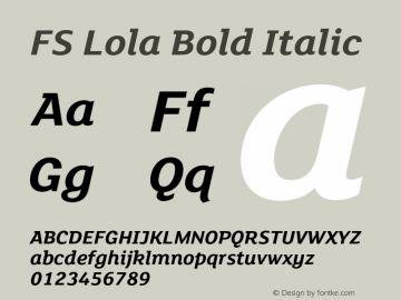 FSLola-BoldItalic Version 6.01图片样张