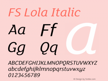 FSLola-Italic Version 6.01图片样张