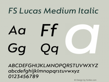 FS Lucas Medium Italic Version 1.03;PS 001.002;hotconv 1.0.88;makeotf.lib2.5.64775图片样张