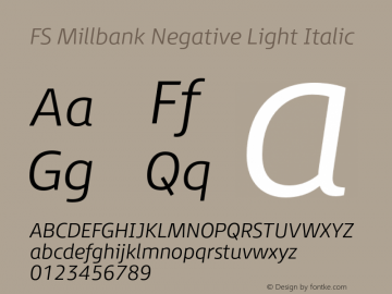 FSMillbankNegative-LightItalic Version 1.01图片样张